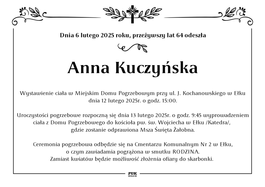 Anna Kuczyńska - nekrolog